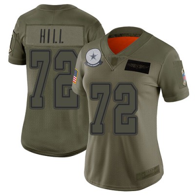 Nike Dallas Cowboys #72 Trysten Hill Camo Women's Stitched NFL Limited 2019 Salute To Service Jersey